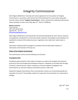 Integrity Commissioner - North Algona Wilberforce