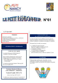 Le Petit Randonneur NÂ° 61 - ASPTT Nancy Meurthe et Moselle