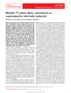 Metallic 1T phase MoS2 nanosheets as supercapacitor