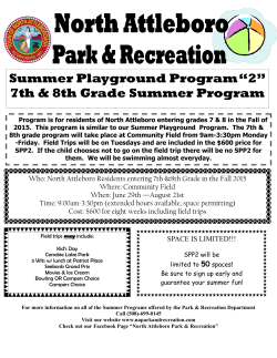 Summer Playground Program â2â 7th & 8th Grade Summer Program