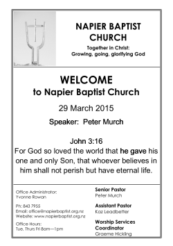 29th March - Napier Baptist Church