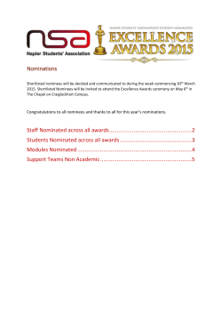 Nominations Staff Nominated across all awards