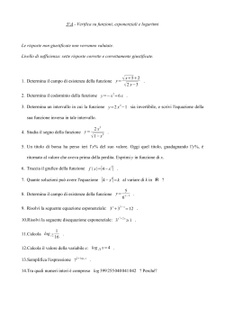 3^A - Verifica su funzioni, esponenziali e logaritmi Le risposte non