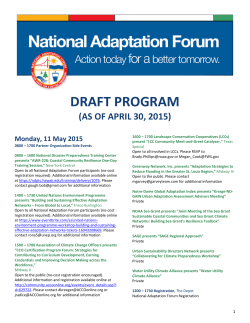 DRAFT PROGRAM - National Adaptation Forum