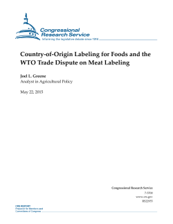 Country-of-Origin Labeling for Foods and the WTO Trade Dispute on