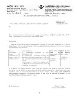Tender for Air conditioners 2015-16