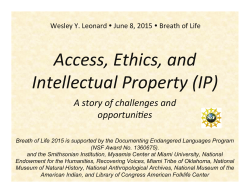Access, Ethics, and IP - National Breath of Life Archival Institute for