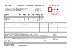 Entry Form New Zealand Orienteering Championships 2015 3rd