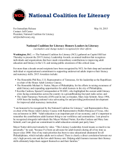 Read our press release - National Coalition for Literacy