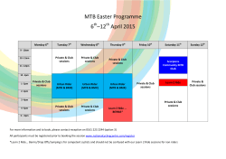 MTB Easter Programme 6 â12 April 2015