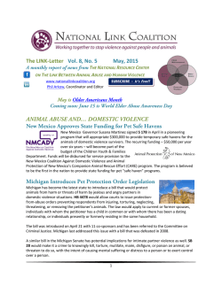 The LINK-Letter Vol. 8, No. 5 May, 2015 ANIMAL ABUSE AND