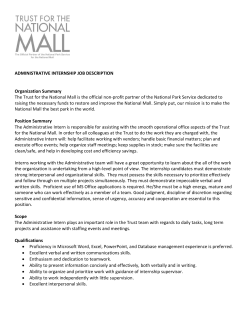 Administrative Intern - Trust for the National Mall
