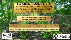 restoring the understory - 2015 National Native Seed Conference