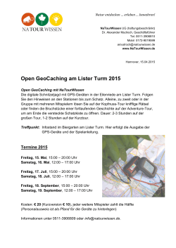Open GeoCaching am Lister Turm 2015