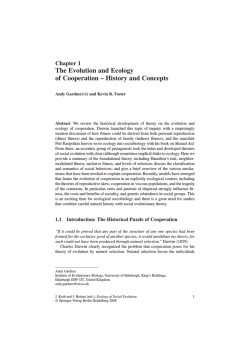 The Evolution and Ecology of Cooperation &acirc; History and Concepts