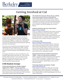 2015 Getting Involved at Cal - College of Natural Resources
