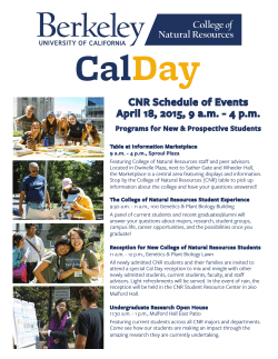 CNR Schedule of Events April 18, 2015, 9 a.m. - 4 p.m.