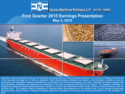 Navios Maritime Partners First Quarter 2015 Earnings Conference Call