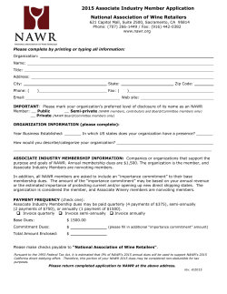 2015 Associate Industry Member Application National
