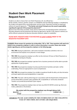 Student Own Work Placement Request Form