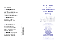 Be A Friend of the New Brunswick Free Public Library