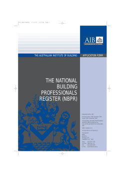 National Building Professionals Register Application Form