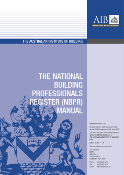 National Building Professionals Register Manual