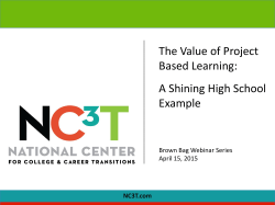 The Value of Project Based Learning: A Shining High School Example