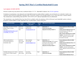 Spring 2015 Men`s Certified Basketball Events