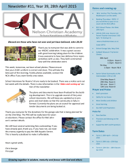 Newsletter #11, Year 39, 28th April 2015