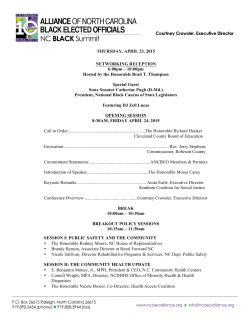 Summit Schedule - Alliance of NC Black Elected Officials