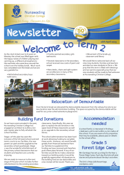 Newsletter 16th April 2015 - Nunawading Christian College