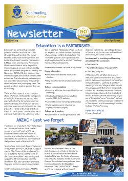 Newsletter 24th April 2015 - Nunawading Christian College