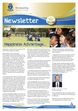 Newsletter 26th March 2015 - Nunawading Christian College