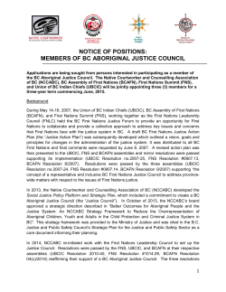 notice of positions: members of bc aboriginal justice council