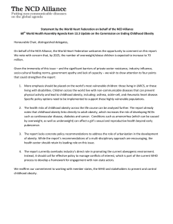 World Heart Federation and NCD Alliance Statement on Comnission
