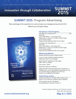 Ad Guidelines - NCDMM Summit 2015
