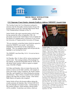 U.S. Supreme Court Justice Antonin Scalia to Address NHSMTC
