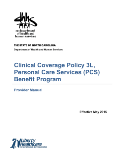 PCS Provider Manual 2.0.0 Clinical Coverage Policy 3L, Personal