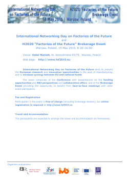 International Networking Day on Factories of the Future H2020
