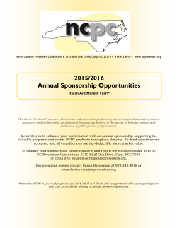 2015-16 Sponsor Information - North Carolina Presenters Consortium