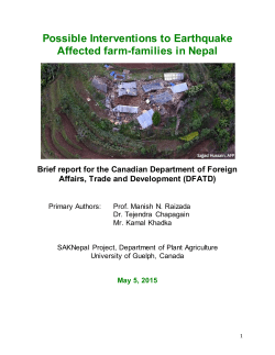 Maintaining Farmer Livelihoods in Nepal After the 2015