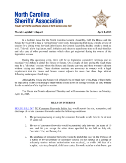 Weekly Legislative Report - NC Sheriffs` Association