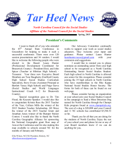 Spring 2015 Tar Heel News  - North Carolina Council for the