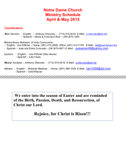 2015 April & May Schedule - Notre Dame Catholic Church