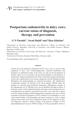 1 Postpartum endometritis in dairy cows: current status of diagnosis