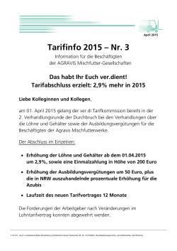 AGRAVIS Tarifinfo 3 - 2015 Abschluss