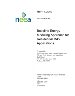 Baseline Energy Modeling Approach for Residential M&V Applications