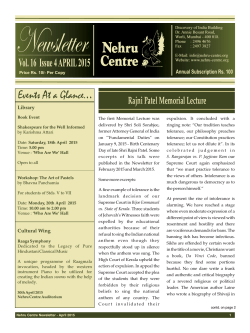 April 2015 Newsletter
