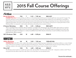 2015 Fall Course Offerings